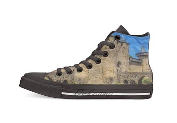 

France. Carcassonne. Castle. Design breathable Casual High Top lace-up Canvas shoes sneakers