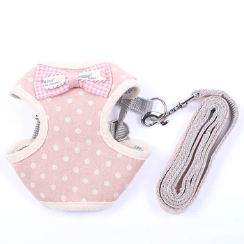

Dog Cat Polka Dot Control Harness&Leash Set Pet Puppy Harness Soft Walk Collar 2 Colours 3 sizes