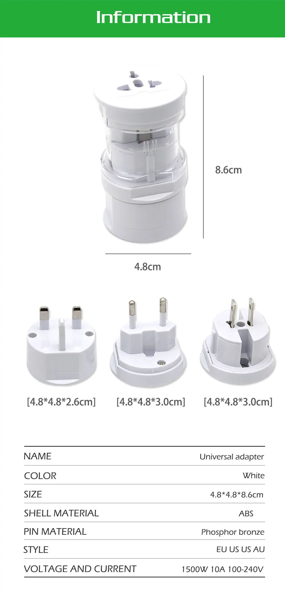 EU UK US AU Universal Power Adapter Charger Adaptor Travel Wall Electric Plugs Sockets Converter For Mobile Phones Laptop (7)