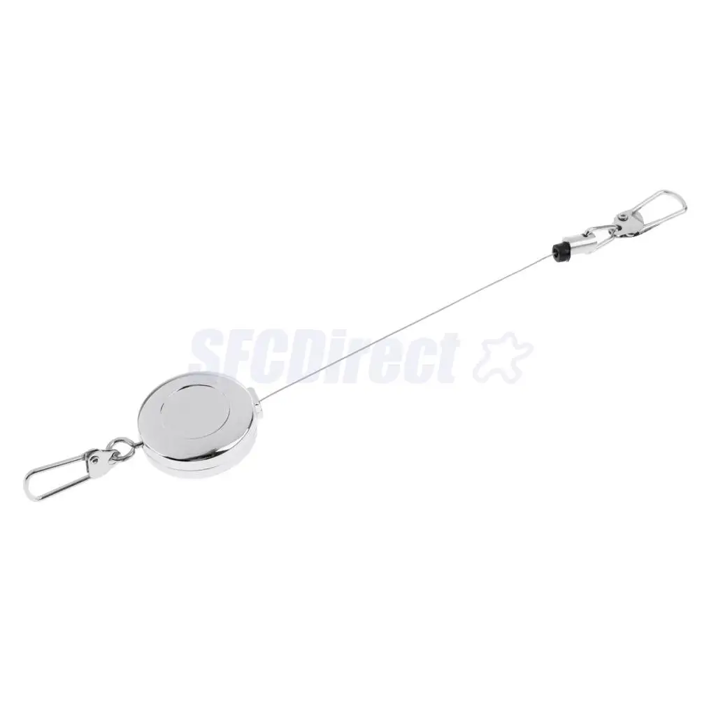 Fly Fishing Retractable Zinger Reel Steel Cord Retractor Fishing Tools Key Chain, Attach to Vest Backpack Belt