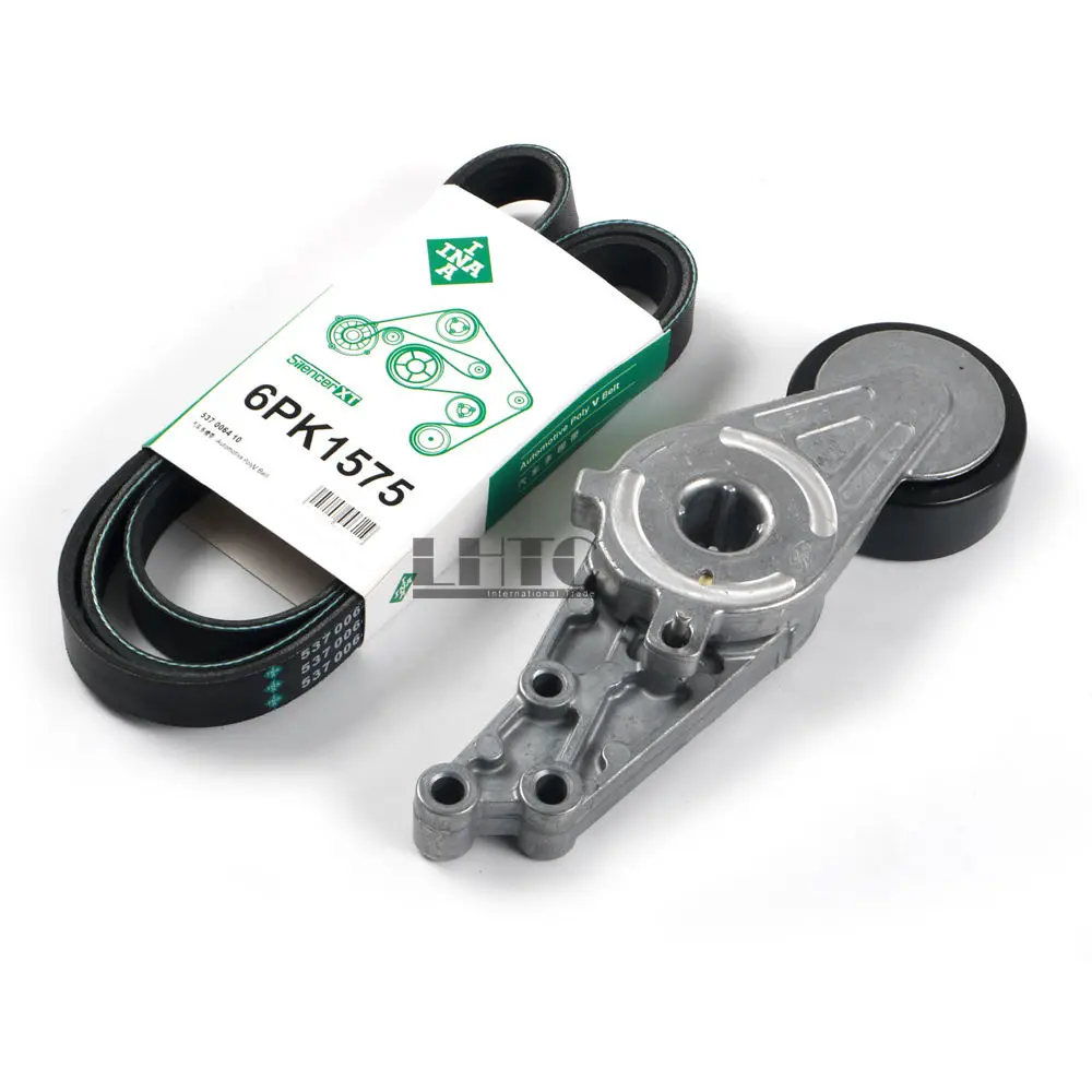 Tensioner V Ribbed Serpentine Drive Fan Belt Set Gates For Audi A4 B7