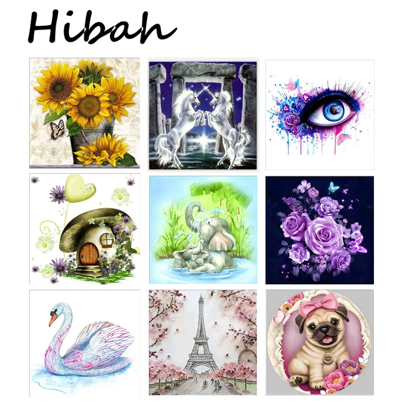

9 Pattern 5d diy Diamond Diamond Cross Stitch Set Mosaic Flower Animal Landscape Picture Round Diamond Embroidery