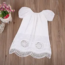 ФОТО 0-4y kid baby girl short sleeve dress white lace cotton sundress beach party holiday wedding girl dress tunic baby girl clothing
