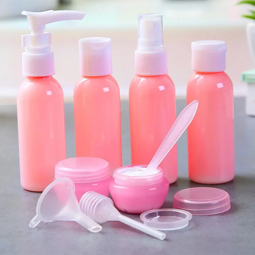 

9 Pcs/set Empty Mini Travel Plastic Transparent Empty Makeup Portable Container Bottle Spray Container Makeup Tool