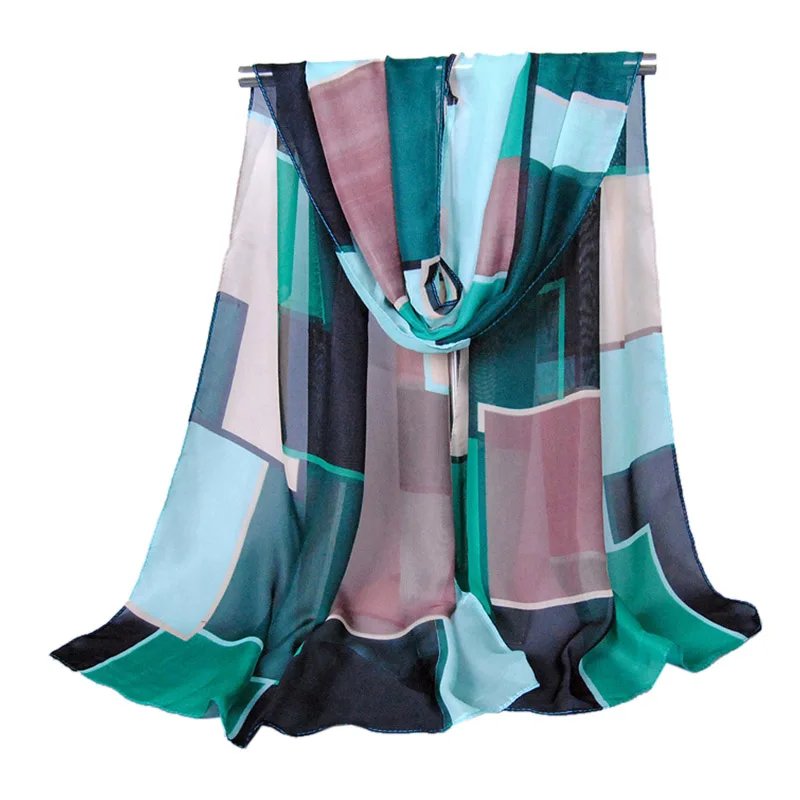 

160x50CM Large Fashion Long Chiffon Scarves Geometric Beach Summer Women Sunscreen Silk Scarf Luxury Brand High Quality
