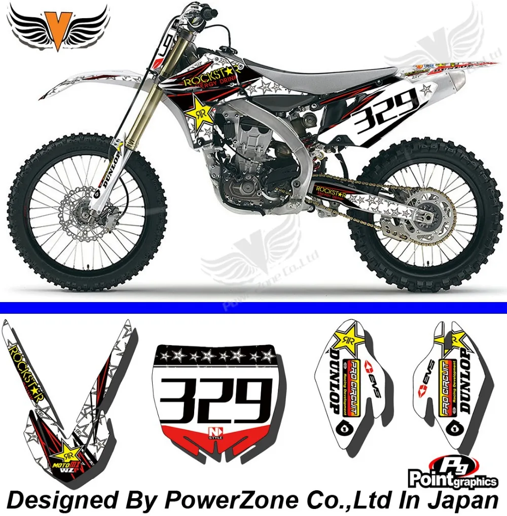 YZF 450 2010 2011 2012 2013 Team Graphics Backgrounds Decals Stickers  Motor cross Motorcycle Dirt Bike MX Racing Parts RK329