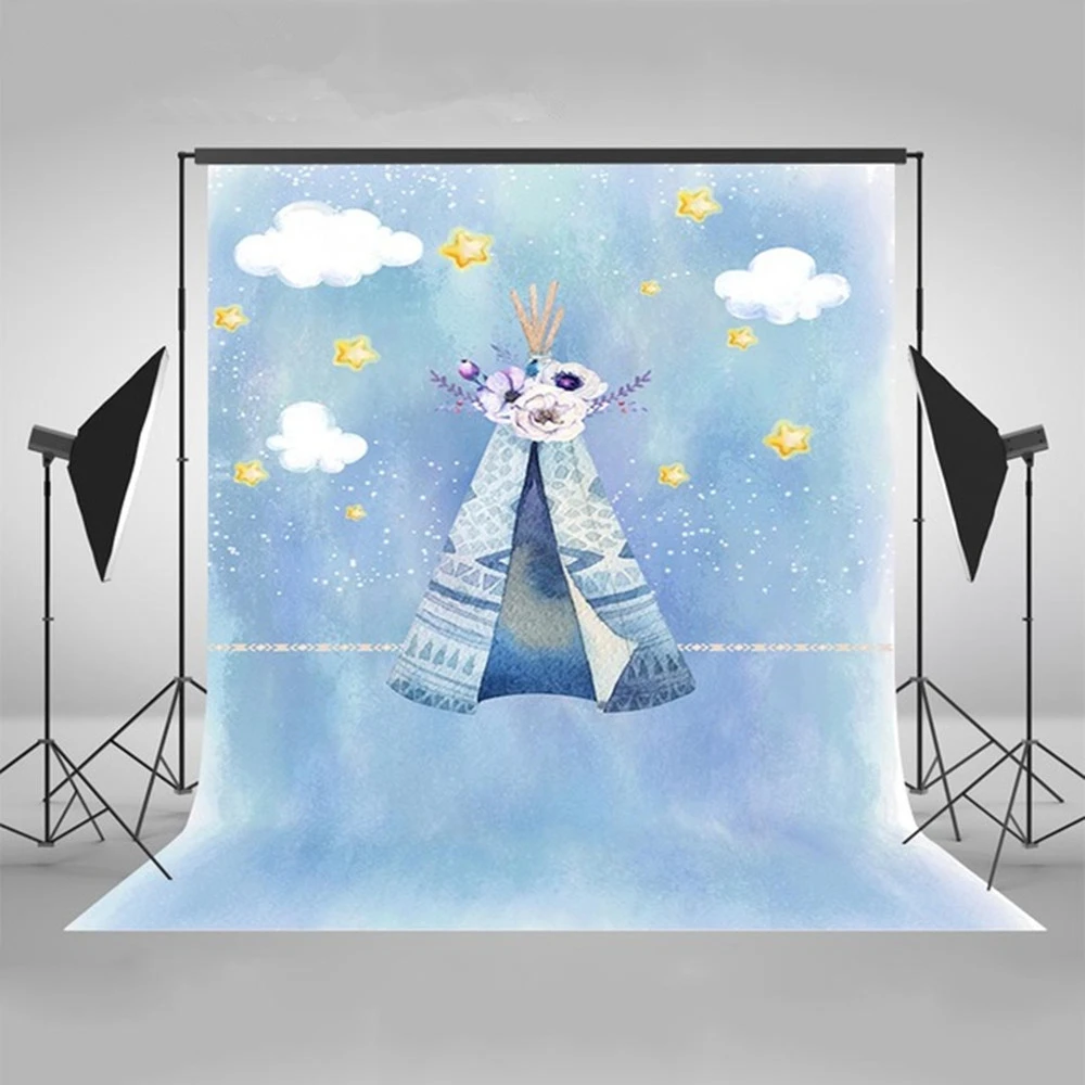 Photography Backdrop Tent 5x7 Gold Twinkle Twinkle Star Photo Backgrounds Backdrop Blue Texture Backdrops Baby Shower Props