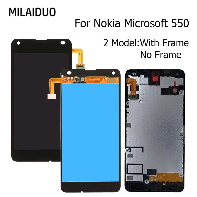 

LCD Display For Nokia Microsoft Lumia 550 Touch Screen Digitizer Full Assembly Replacements Parts Black No/with Frame 4.7