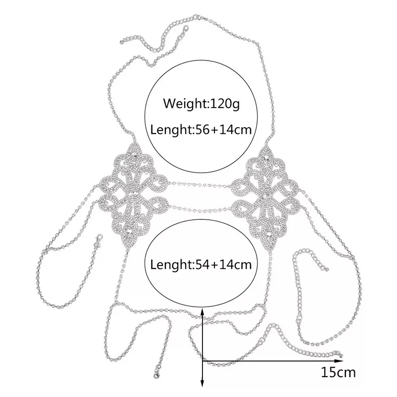 Высококлассные дизайн леди кристалл боди цепи ожерелье женщин сексуальный горный хрусталь бюстгальтер украшения с кристаллами Halskette
