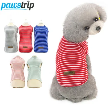 

pawstrip Striped Dog Vest Summer Dog Clothes Chihuahua Shih tzu Puppy T-Shirt Clothing Soft Pet Dog Shirt For Small Dogs S-2XL