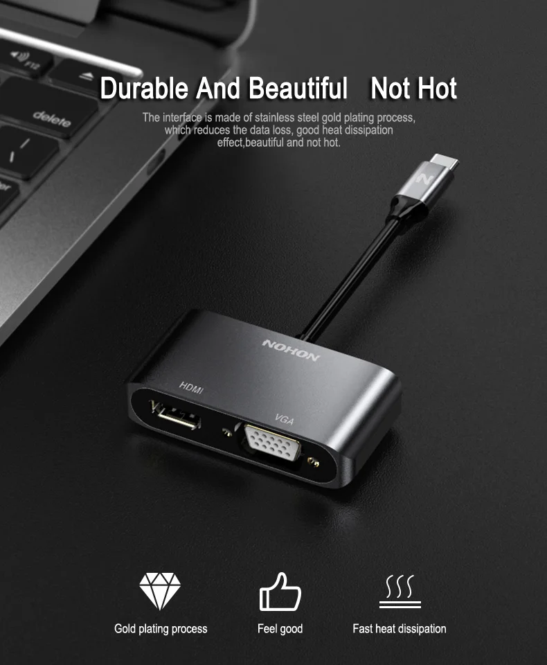 NOHON 2 в 1 USB-C концентратор тип C к HDMI VGA концентратор адаптер для ноутбука MacBook huawei P20 Mate10 Pro samsung S9 Note9 USB-C конвертер