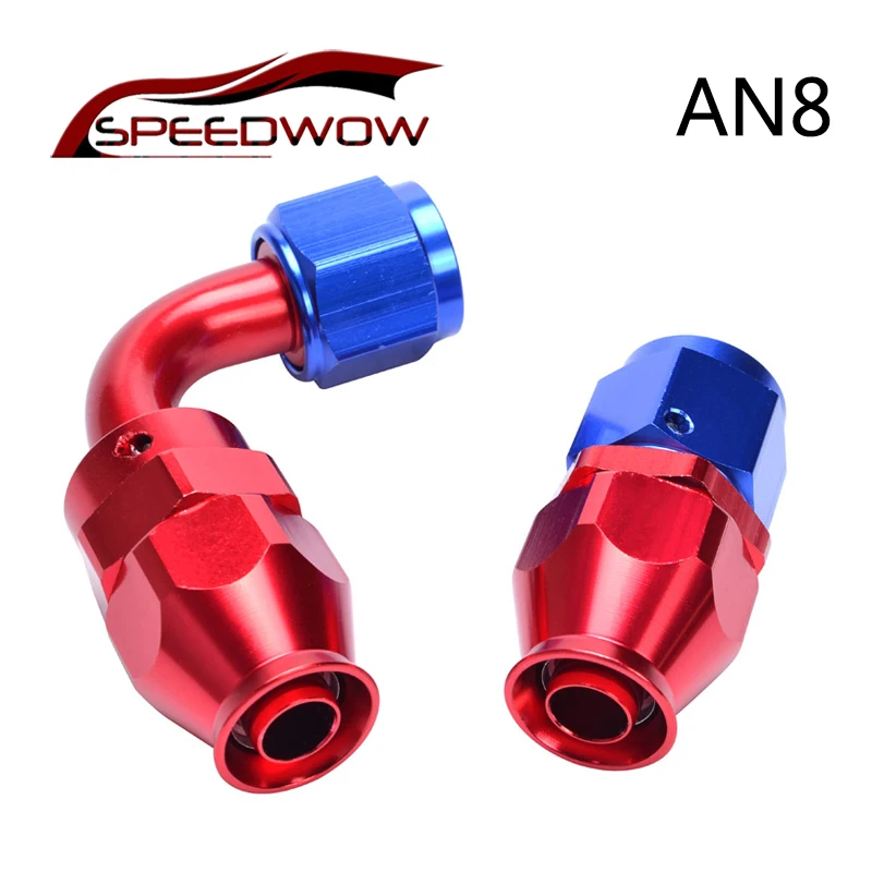 

SPEEDWOW Aluminum AN8 Straight/90 Degree PTFE Teflon Brake Hose End Fitting Adapter Oil Fuel Reusable Swivel Hose End Fitting