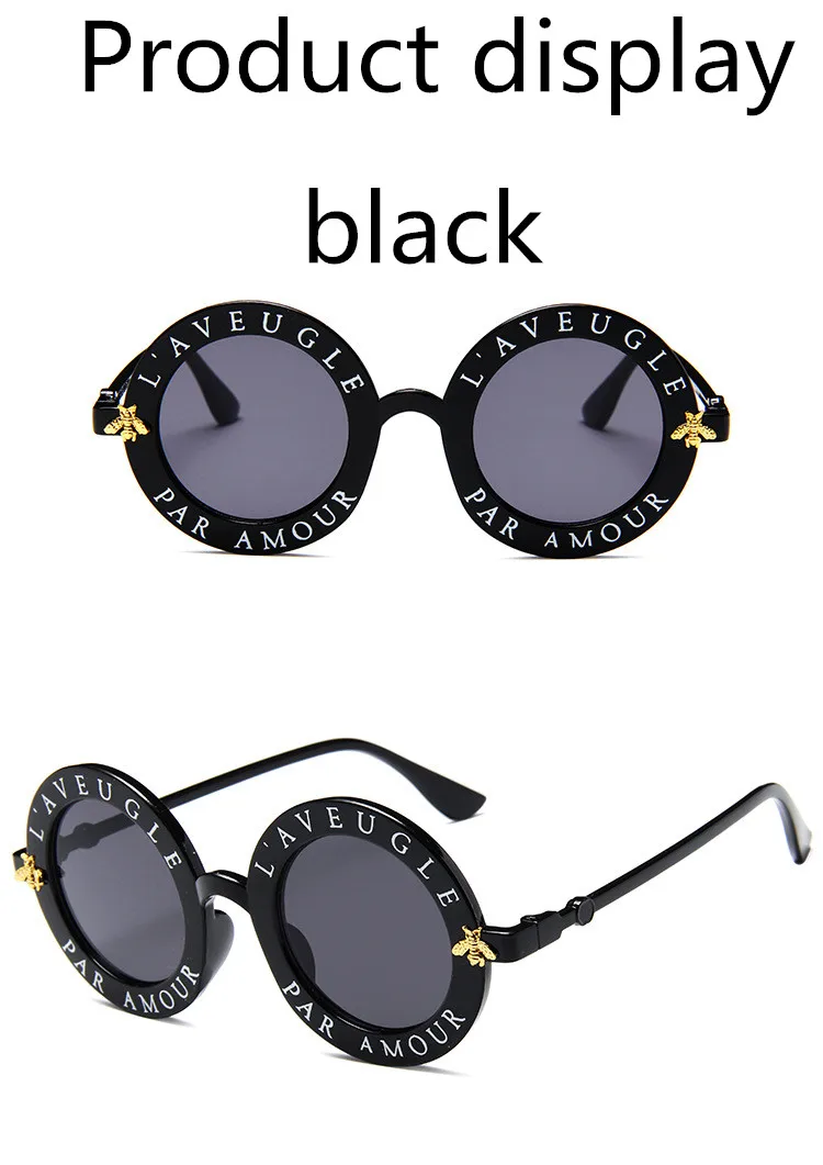 ASUOP 2018 New Retro Round Lady Sunglasses English Letter Bees Men Luxury Brand Cat Eye Glasses UV400 Color Travel Travel Goggle (4)