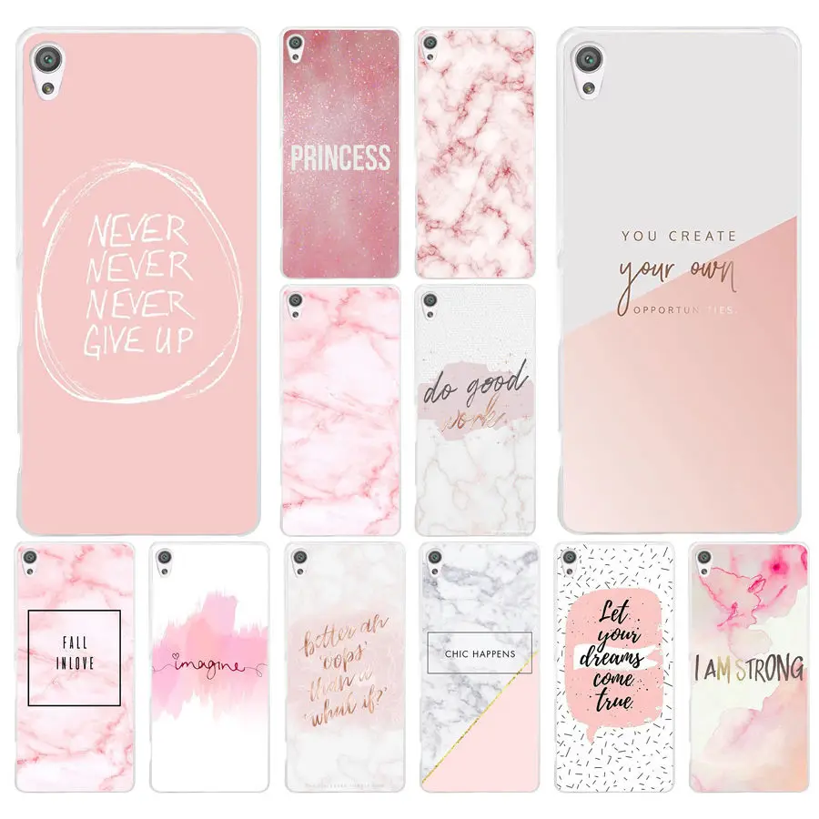 

70AD Chic Pink Marble Pretty design Hard Transparent Case Cover for Sony Xperia XA XA1 X XZ Z5 Z1 Z3 M4 Aqua E5 Compact Premium