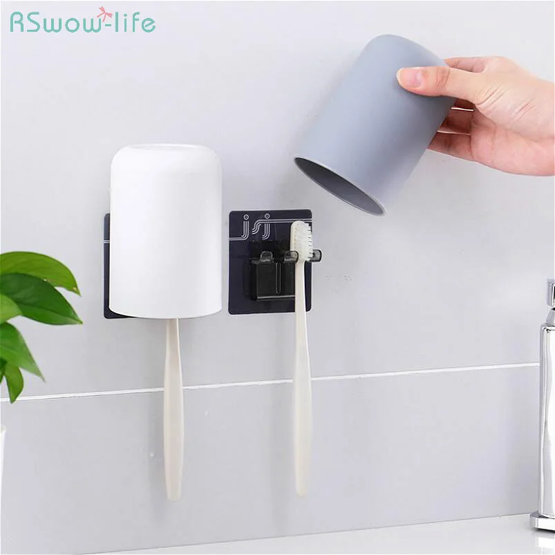 

Washing Cup With Toothbrush Rack Brushing Household Plastic Drainage Simple Creative Wall-Mounted Washing Rack Toothbrush PP PS