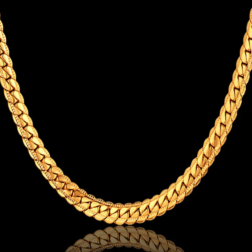 4 Size Antique Snake Chain Necklace Men Jewelry Wholesale, 7MM Casual Retro Chains Gold Color Man Chain For Men Vintage Necklace