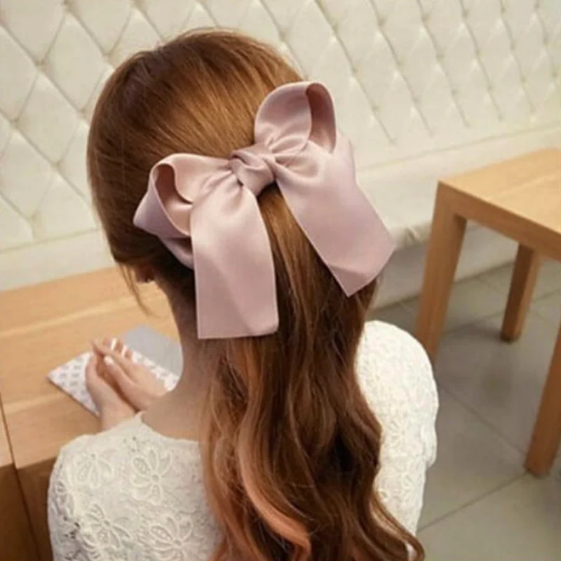 Fashion Ribbon Bow Hairclips Charming Large Casual Hairpin Boutique Cute Women Girls Bowknot Hair Accessories