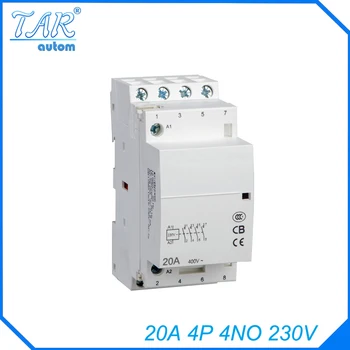 

4P 4NO 230V 20A Modular Normally Closed Contactor with electric machincal types of contactor Din rail Household ac contactor