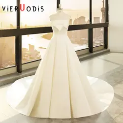 Великолепные Простые Свадебные платья 2019 без рукавов суд Поезд Robe de mariee без бретелек Сатиновые Свадебные платья Vestidos