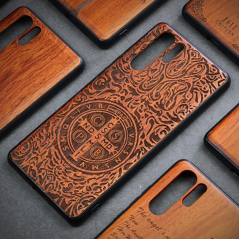 Huawei P30 Pro Case Boogic Original Real Wood funda P30 Pro Rosewood TPU Shockproof Back Cover Phone Shell Huawei P30 case