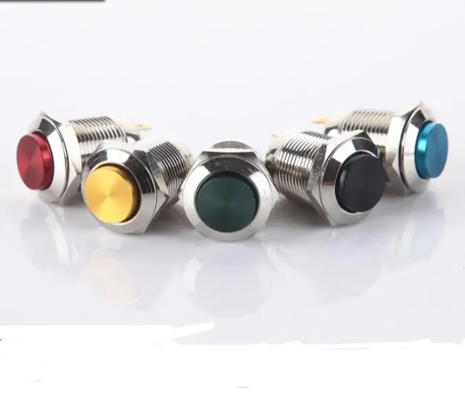 

1pcs power supply self reset small and micro round metal button switch high head car door bell normally open 12mm