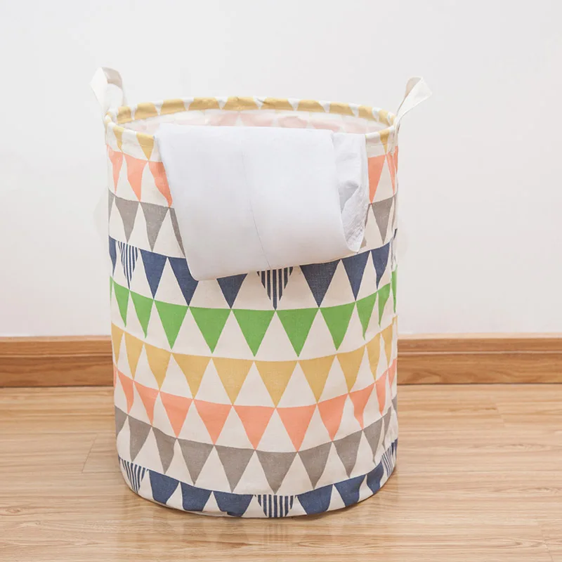 Folding large cotton linen cloth laundry basket laundry basket household clothes toys dirty clothes collection basket