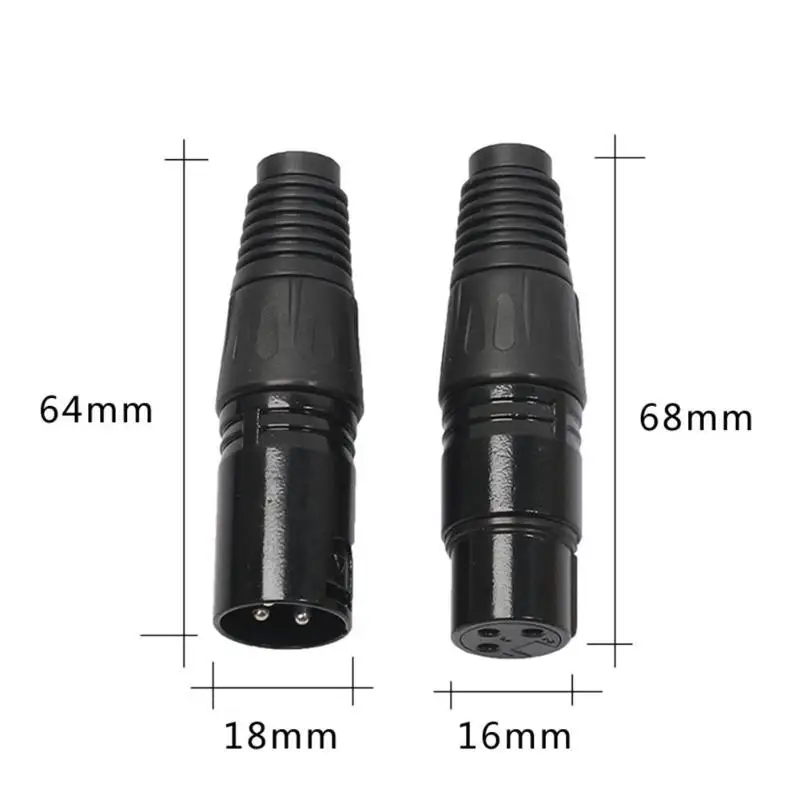 Черный 8 шт. 4 штекера гнездо XLR 3Pin микрофон аудио кабель Разъемы для DIY