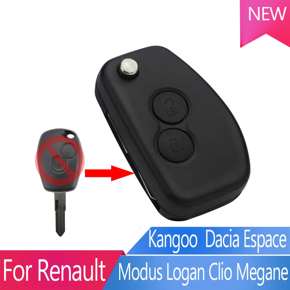 

2 Button Brand New Modified Key Shell For Renault Modus Logan Clio Megane Kangoo  Dacia Espace Flip Folding Remote Car Key