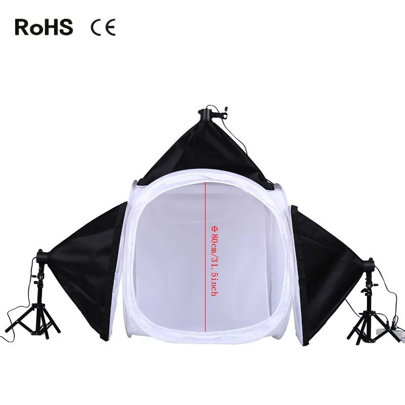 

Photo Studio kit Lighting E27 Socket Lamp Head Holder Soft box+135w lighting bulb+80cm Light Tent Round Soft box+light stand