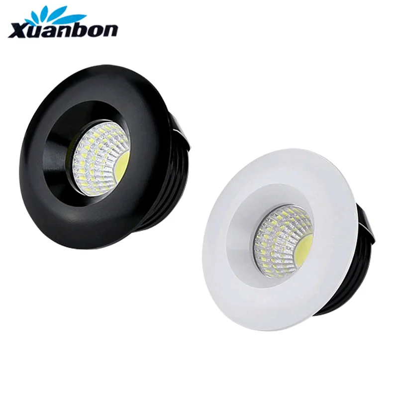 

LED Downlight 4PCS Dimmable 3W Round Mini Spotlight Ceiling AC85-265V Lighting Bulb for Cabinet Counter Showcase White Black