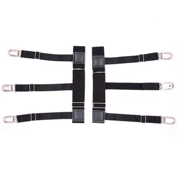 

2Pcs Nylon Mens Shirt Stays Holder Non-slip Locking Clamps Elastic Leg Suspenders Black New