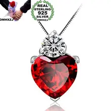 OMHXZJ Личность модные ботинки из органической кожи для девушек и женщин, большое ожерельес сердцем красная соковыжималка для цитрусовых Красный AAA Циркон 925 пробы серебряная подвеска, кулон CH13