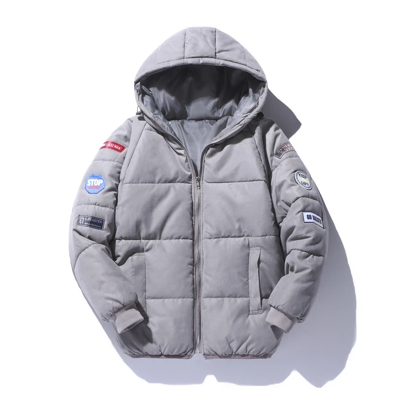 Moomphya, Мужская одежда,, Epaulet, с капюшоном, Мужская парка, пальто, уличная одежда, теплая зимняя куртка, Мужская ветровка, значки, Мужское пальто, верхняя одежда - Цвет: Серый