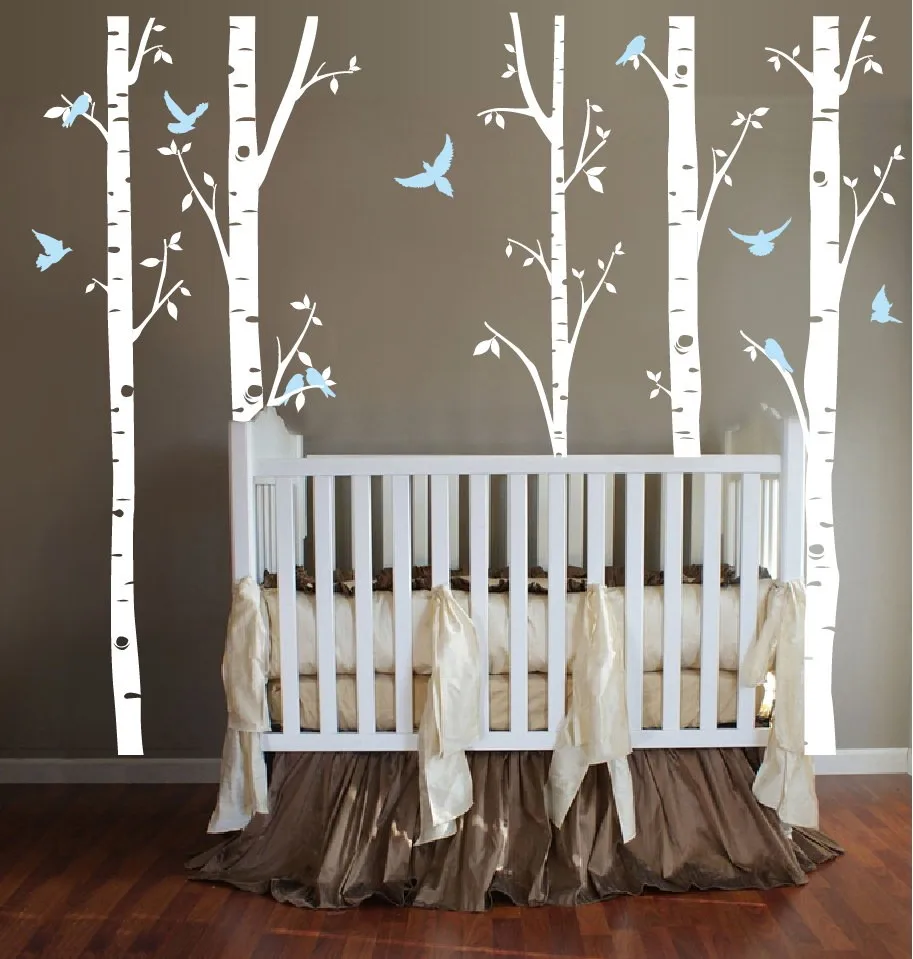 

Special BirdsTree Branch set of five tree wall sticiker Birch Doves Birds Nursery Kids Room Wall Decal woodland tree decal W-847