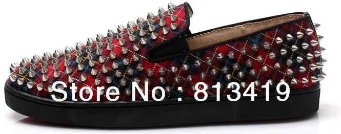 2013 new spike flat men red bottom sneakers brand with logo |