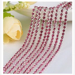 Vibrant 30 - Color Glass Crystal Rhinestone Chain for DIY Fashion and Decor (Rose red)