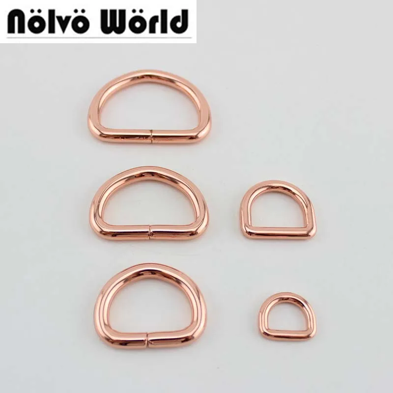 

50pcs Rose gold,5 Size,welded opened d ring buckle,13X10mm,20X15mm,25X18mm,32X20mm,38X25mm
