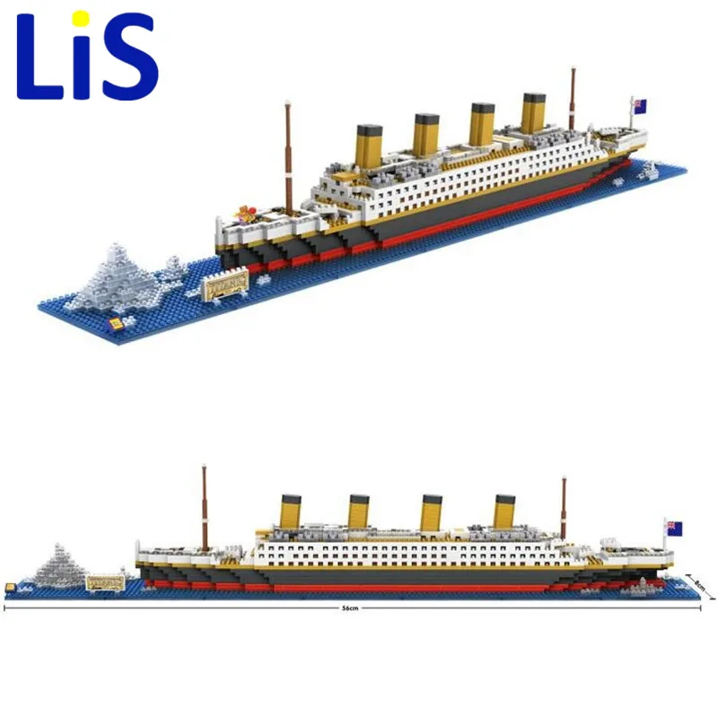 Offerte (Lis) 1860 Pcs RMS Titanic Nave 3D Blocchi di Costruzione Del Giocattolo Titanic Barca 3D Modello Regalo Giocattolo per I Bambini Legoinglys Di Natale
