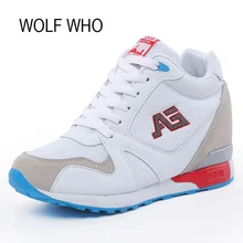 WOLF WHO Ladies White High Heel Wedge Sneakers Women Platform Shoes Female Gumshoe Basket Femme 2017 Tenis Feminino x366
