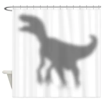 

Dinosaur Velociraptor Silhouette Decorative Fabric Shower Curtain Set Non-slip Bath Mat Set for Doormat Outdoor