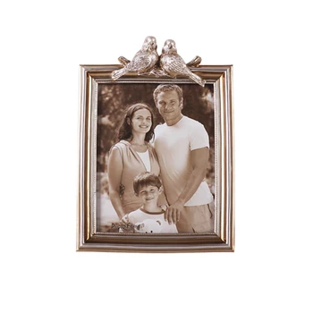

Creative Resin Antique Silver Bird Statue Photo Frames Ornaments Bracket Photo Frame Desktop Crafts Frame Home Table Decor Gifts