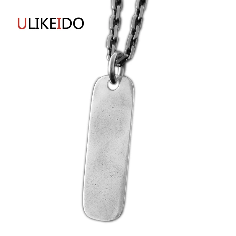 

S925 Sterling Silver Jewelry Long Plate Tags Pendant Fashion Charms Punk Necklace For Men And Women Creative Chain 143