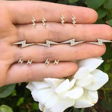 6 пар/компл. личность Для женщин Lightning стразы из цветного шрусталя с золотыми гвоздиками для девочек креативный уникальное Ювелирное Украшение в подарок