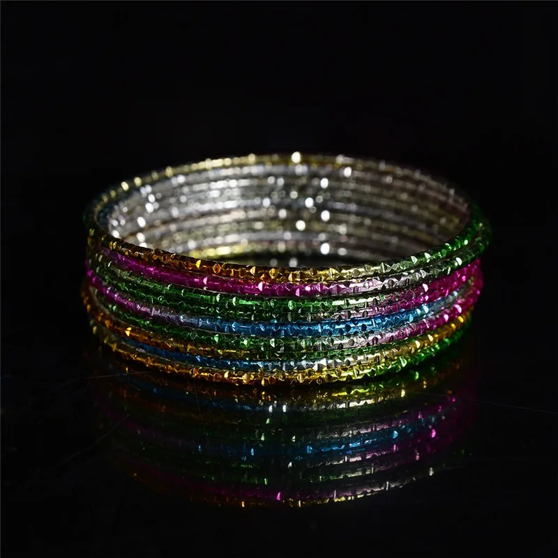 Bangle Bracelet 50pcs/Lot Colorful Loop Alloy Thin Circle Chromatic Aluminum Charm For Children 45mm
