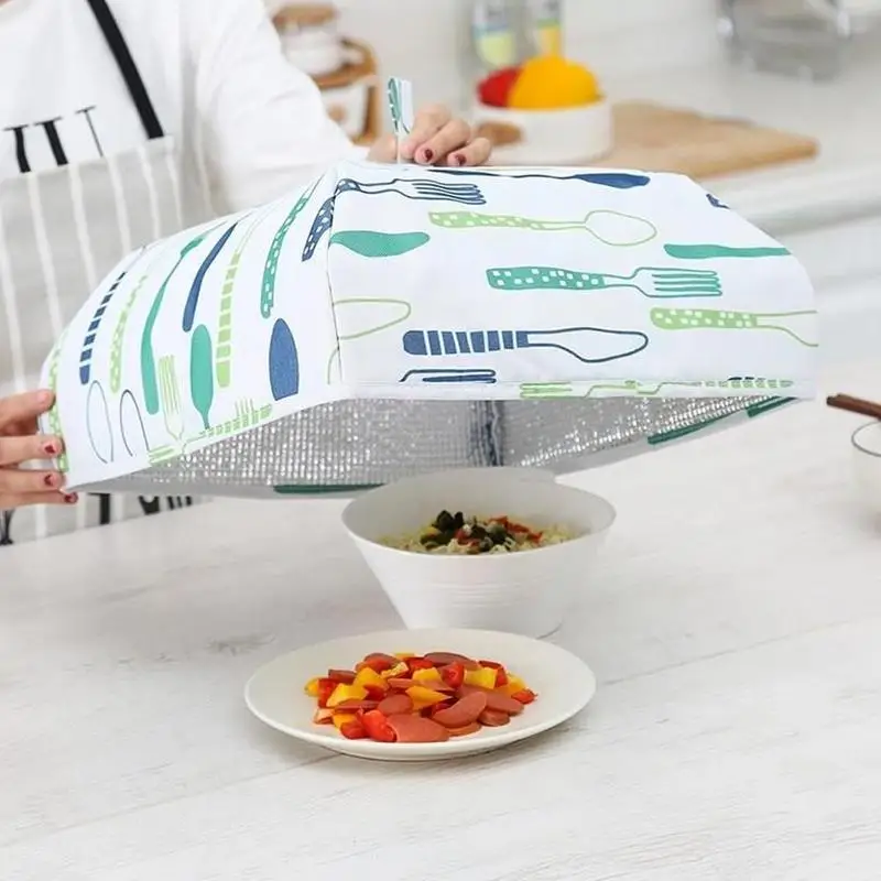 

New Portable Folding Cover Lunch Bag Aluminum Foil Dining Table Covers Dust Prevention Fly Food Cover Kitchen Gadgets