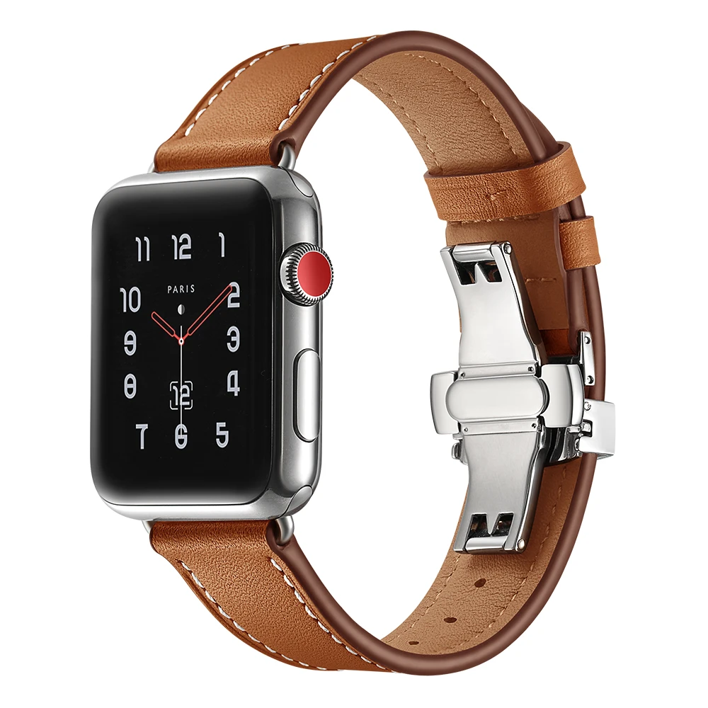 Ремешок из натуральной коровьей кожи для iWatch Apple Watch Series 5 4 3 2 1 38 мм 40 мм 42 мм 44 мм сменный ремешок браслет на запястье