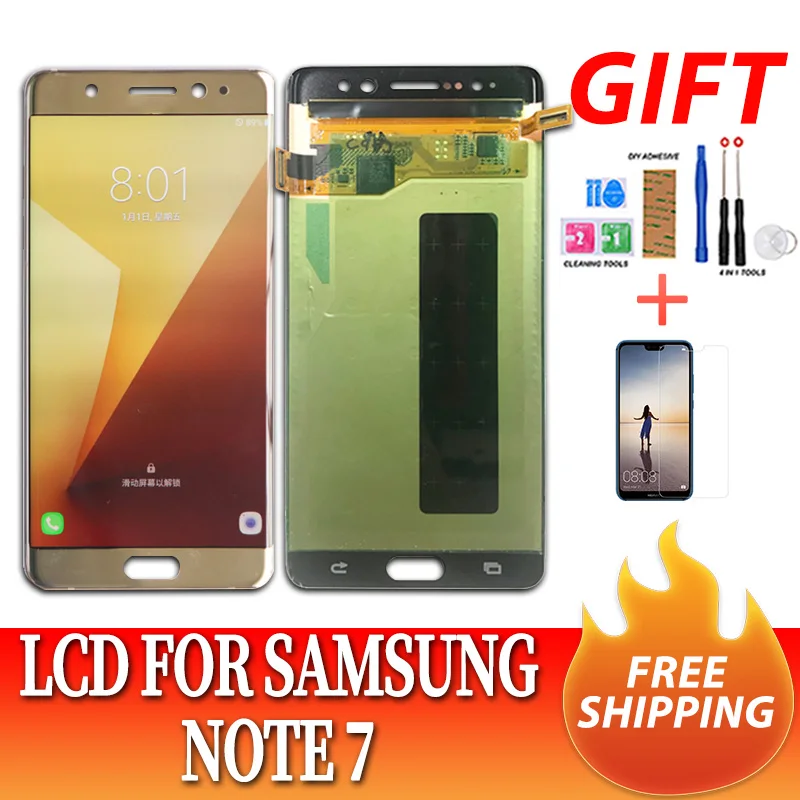 Скидка Супер AMOLED font b lcd b font для samsung N935F Note FE font b lcd b font дисплей сенсорный экран дигитайзер в сборе для samsung N930F NOTE7 Note 7 font b lcd b font + инструменты