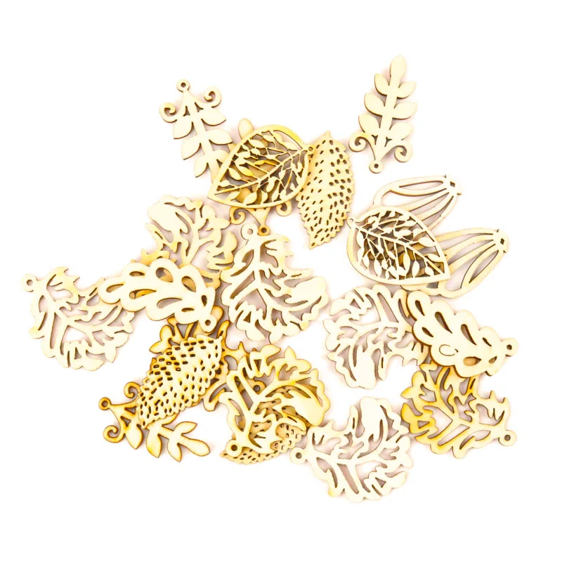 Mixed-Leaves-Pattern-Wooden-Scrapbooking-Art-Collection-Craft-for-Handmade-Accessory-Sewing-Home-DIY-20-40mm