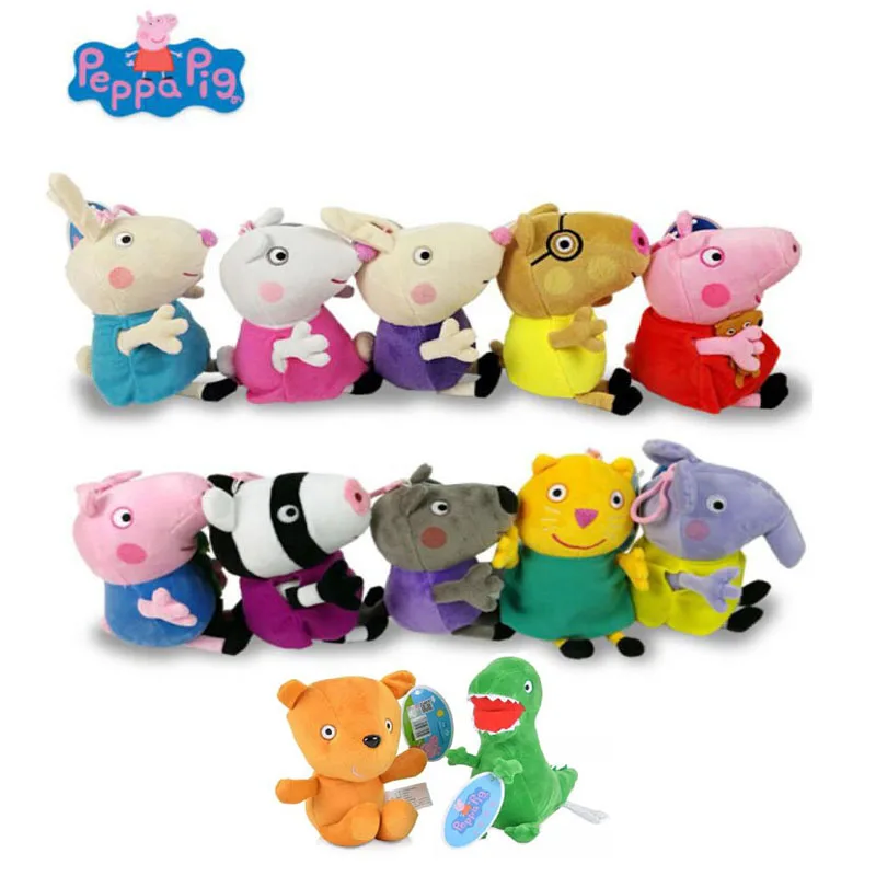 

10pcs /19cm Genuine Peppa Pig George Rebecca George Danny Richard and friend Candy Emily Pedro Suzy Zoe doll children plush toy
