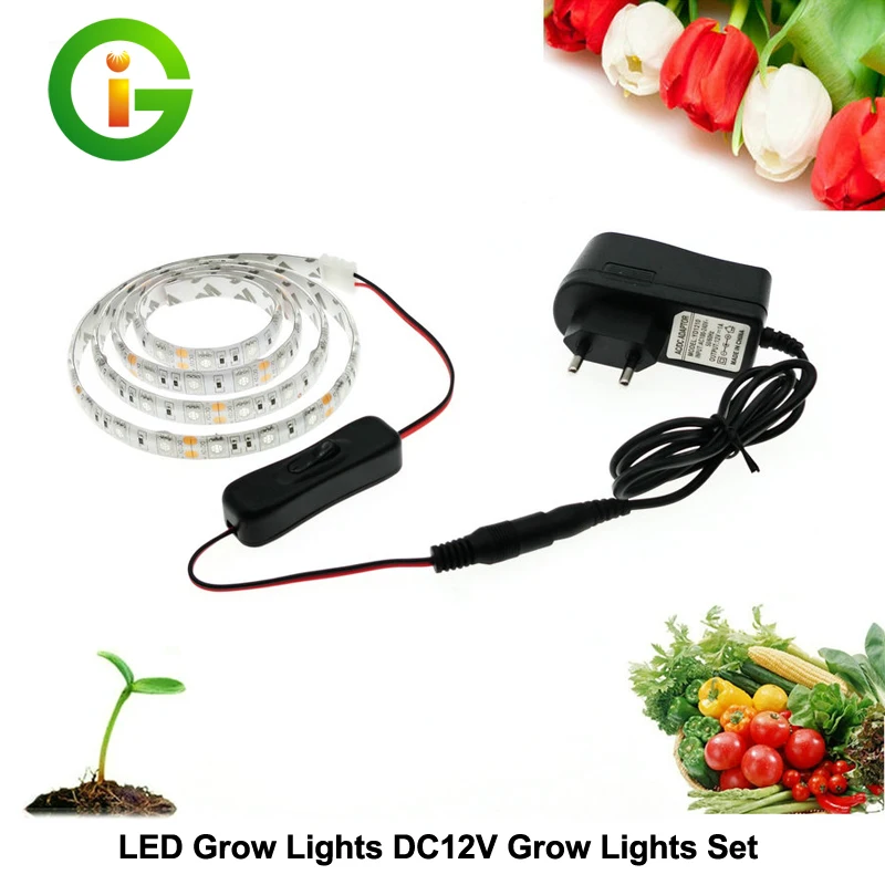 

LED Grow Lights DC12V Growing LED Strip Plant Growth Light Set with Adapter and Switch Free S